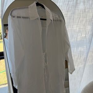 Abercrombie White Sheer Button Down Shirt Oversized Size S